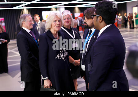 The Duchess of Cornwall attends the official launch of the Royal Osteoporosis Society at the Science Museum in London. Stock Photo