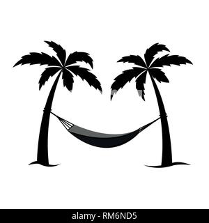 hammock between palms pictogram vector illustration EPS10 Stock Vector