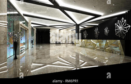 3d render of luxury hotel reception lobby Stock Photo