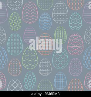 Easter seamless pattern. Colorful Easter eggs. Minimal hand drawn pattern. Vector Illustration. Stock Vector