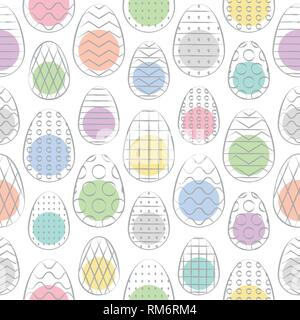 Easter seamless pattern. Minimal hand drawn pattern. Colorful Easter eggs. Vector Illustration. Stock Vector