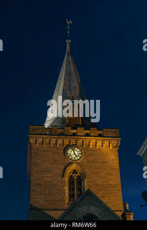 St John's kirk spire at dusk in Perth, Scotland, UK