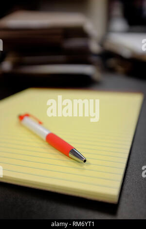 Legal notepad on desk with pen for writing notes business work education written Stock Photo