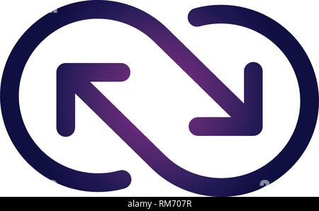Vector icon of infinite sign made out of two arrows. Syncing or recycling logo. Vector illustration isolated on white. Stock Vector