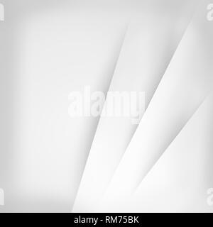 Clean white and light gray abstract background with layered, overlapping papers. Modern, simple artwork and design. Copy space for text. Stock Photo