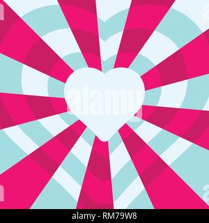 Heart pattern radiation, concentration line, radial, pink valentine's day vector with place for text. Mother's day greeting card. Heart frame Stock Vector