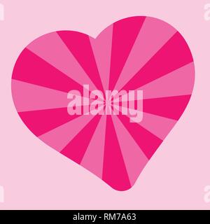 Heart pattern radiation, concentration line, radial, pink valentine's day vector, mother's day symbol. Pink signs, stylized love symbols Stock Vector