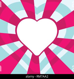 Heart pattern radiation, concentration line, radial, pink and blue valentine's day vector with place for text. Mother's day greeting card. Heart frame Stock Vector