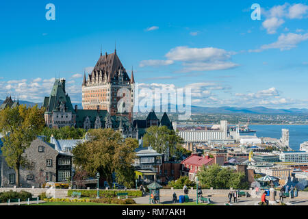 Quebec, OCT 1: Exterior view of the famous Fairmont Le Château Frontenac on OCT 1, 2018 at Quebec, Canada Stock Photo