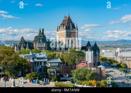 Quebec, OCT 1: Exterior view of the famous Fairmont Le Château Frontenac on OCT 1, 2018 at Quebec, Canada Stock Photo