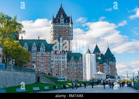 Quebec, OCT 1: Exterior view of the famous Fairmont Le Château Frontenac on OCT 1, 2018 at Quebec, Canada Stock Photo