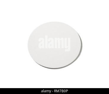 Blank beer coaster isolated on white background. Clipping path. Stock Photo