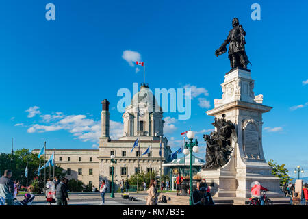 Quebec, OCT 2: Afternoon sunny view of the Monument Samuel-De Champlain on OCT 2, 2018 at Quebec, Canada Stock Photo