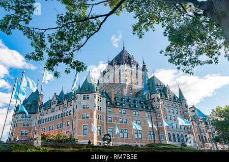 Quebec, OCT 1: Exterior view of the famous Fairmont Le Château Frontenac on OCT 1, 2018 at Quebec, Canada Stock Photo