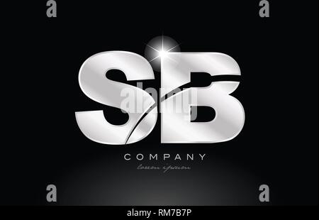 Silver Letter SB Metal Combination Alphabet Logo Icon Design With Grey ...