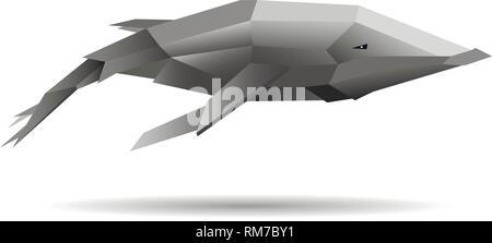 Creative vector humpback whale in modern polygonal style isolated on white. Illustration with 3d effect. Stock Vector