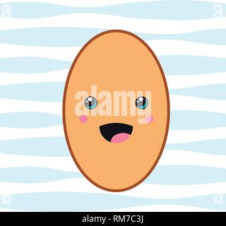 Happy kawaii egg vector illustration. Modern style cartoon image. Stock Vector