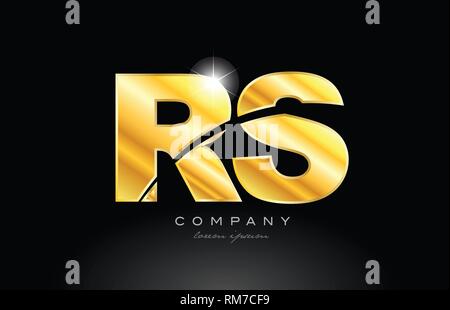 gold black alphabet letter rs r s logo combination design suitable for ...