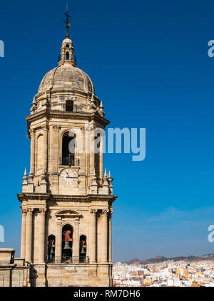 Bell tower, Cathedral Basilica and view over rooftops, Malaga, Andalusia, Spain Stock Photo