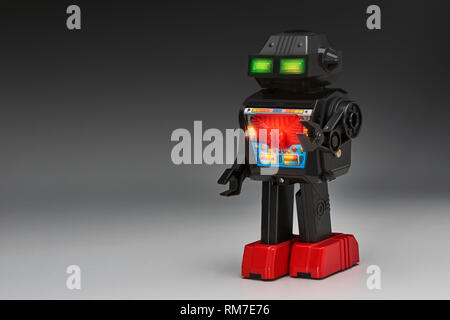 Robot with Illuminated Control Panel Stock Photo