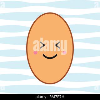Dreaming vector egg icon in cute kawaii style. Stock Vector