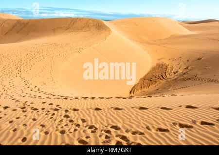 a panoramic view of the sand dunes of Maspalomas, in the Canary Islands, Spain Stock Photo