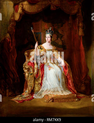 Queen Victoria of the United Kingdom in Coronation Robes. Coronation portrait painting by George Hayter, circa 1838-1840 Stock Photo