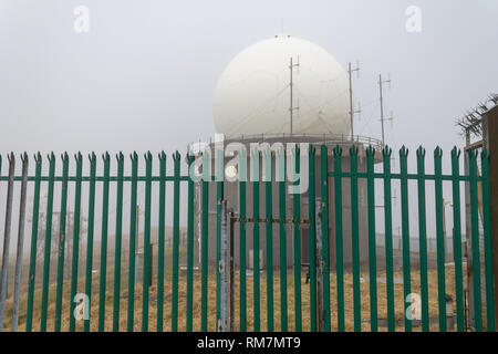 Mount Gabriel radar station on a foggy summit west cork ireland Stock Photo