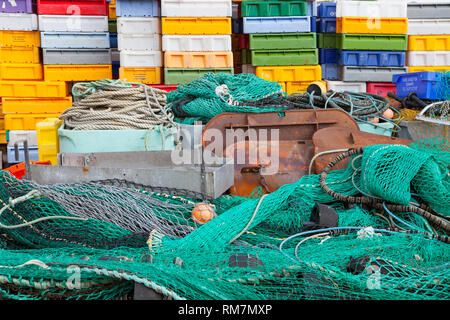 Fishing equipment, Kappeln, Schleswig-Holstein, Germany, Europe Stock Photo