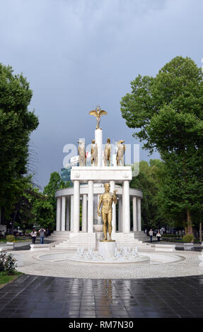 Skopje, Macedonia - May 2017: Memorial of the Fallen Heroes in 'Park Woman - Warrior (Zena Borec Park)'. Skopje city center, Macedonia. Stock Photo