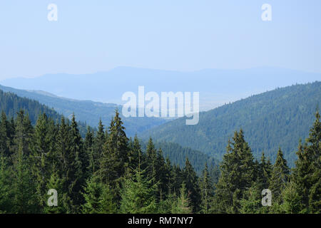 Carpathians mountains in Romania. 12C road near Bicaz Canyon. Gheorgheni, Transylvania, Romania. Stock Photo