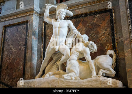 Theseus defeats the centaur, marble sculpture by Antonio Canova at the Kunsthistorisches Museum in Vienna, Austria Stock Photo