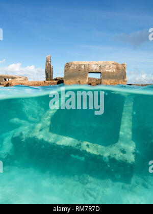 An old abandoned pier in Carlisle Bay. Barbados. Stock Photo