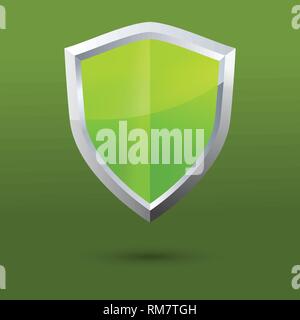 Glossy vector steel shield. Protection symbol for design Stock Vector