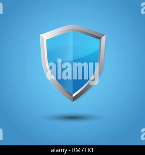 Glossy vector steel shield. Protection symbol for design Stock Vector