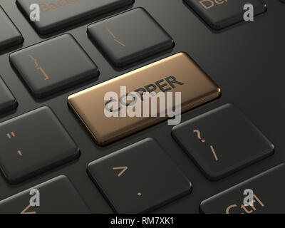 3d render of keyboard with copper button. The concept of investing in the stock market Stock Photo