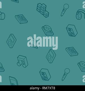 DJ outline isometric pattern. Night club. Party, music composing, design elements for mobile applications and info-graphics in modern flat style. Stock Vector