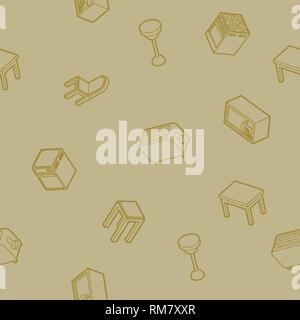Kitchen outline isometric pattern. Vector illustration, EPS 10 Stock Vector