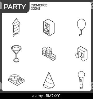 Party outline isometric icons set. Vector illustration, EPS 10 Stock Vector