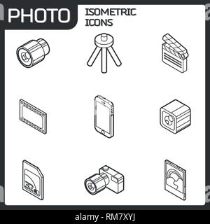 Photo outline isometric icons. Vector illustration, EPS 10 Stock Vector