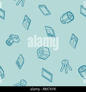 Photo outline isometric icons pattern. Vector illustration, EPS 10 Stock Vector