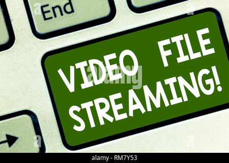 Word writing text Video File Streaming. Business concept for video be viewed online without being downloaded Keyboard key Intention to create computer Stock Photo