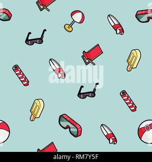 Beach color outline isometric pattern. Vector illustration, EPS 10 Stock Vector