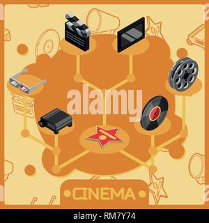 Cinema isometric concept icons. Vector illustration, EPS 10 Stock Vector