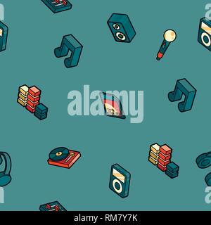 DJ color outline isometric pattern. Night club. Party, music composing, design elements for mobile applications and info-graphics in modern style. Stock Vector