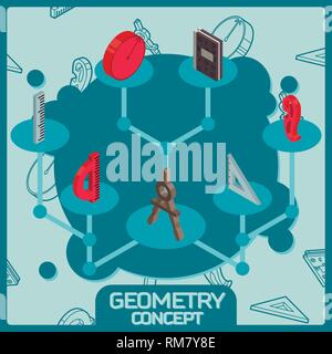 Geometry color isometric concept icons. Vector illustration, EPS 10 Stock Vector