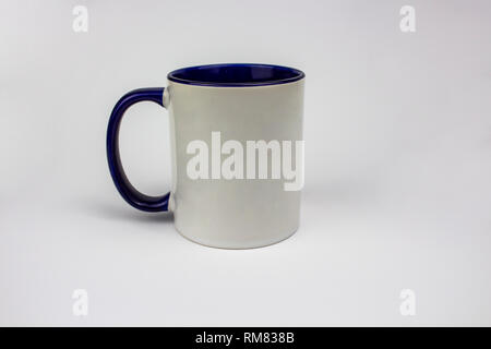 A mockup of an empty cup. cup isolated on white. cups patterns. background. cup design. copy space Stock Photo