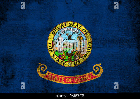 Idaho grunge and dirty flag illustration. Perfect for background or texture purposes. Stock Photo