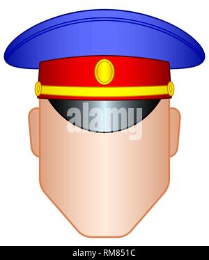 Illustration of the color contour head in a hat Stock Vector