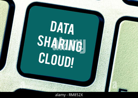 Word writing text Data Sharing Cloud. Business concept for using internet technologies to share files between users Keyboard key Intention to create c Stock Photo